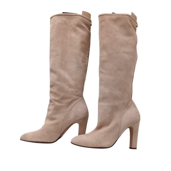 Stuart Weitzman Charlie Knee-high Boots 7.5 M Pink Champagne Beige Suede Leather - Picture 2 of 16